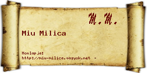 Miu Milica névjegykártya